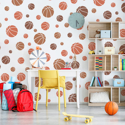 NAKLEO Painting Stencils Set for Kids, 5 Pcs Templates 3.5" to 13.4" Basketball Basket Ball, Plastic and Reusable Drawing Stencils, Children Room Decor, Craft DIY Wall Furniture