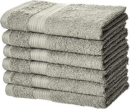 Amazon Basics 6-Piece Fade-Resistant 100% Cotton Hand Towels