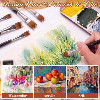 SiliFine 6 Pcs Dual Layer Grainer Brush Set, Texture Flat Comb Paint Brushes for Grass, Fur, Hair, Wood Grain Effect, Synthetic Nylon Painting Tool for Acrylic Watercolor Oil Painting Crafts(Black)