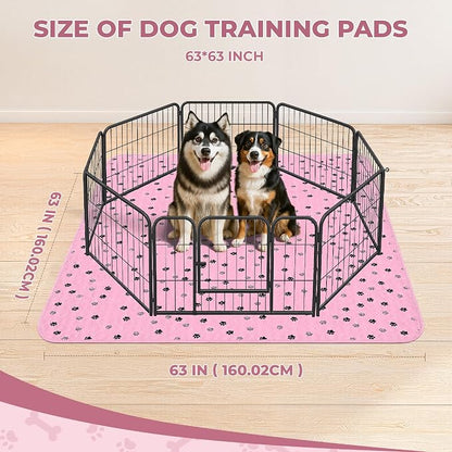 Fostanfly Washable Pee Pads for Dogs, 2 Pack 63"x63" Training Pads, Pink | Machine Washable & Reusable pee pads, Strong Absorbency, Leak-Proof & Waterproof, Non-Slip, Playpen, Dog Whelping, Crate