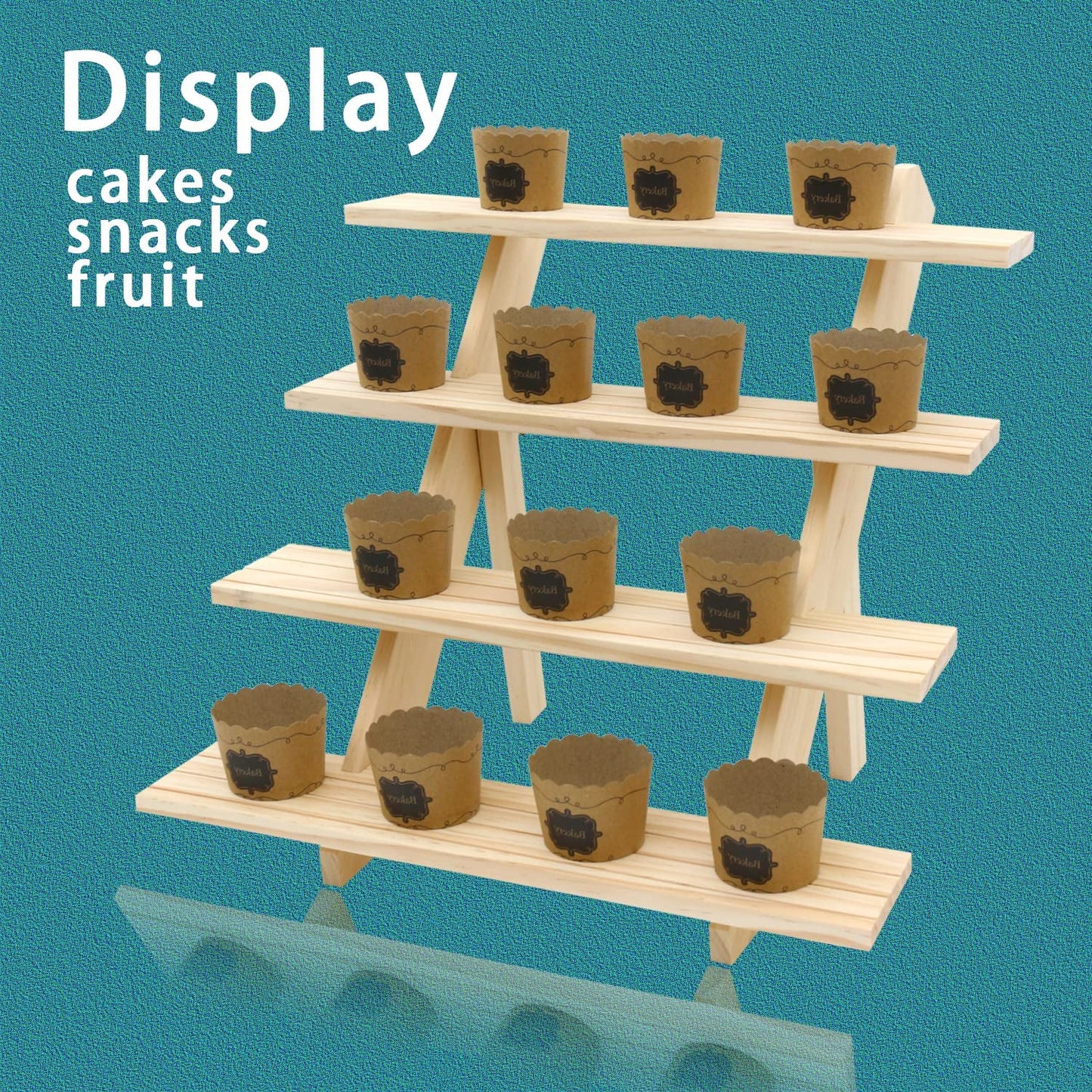 Auroal 4-Tier Wood Earring Display Stand, Jewelry Towers for Market Display, Farmers Market Display & Vendor Events, Natural Wood Earring & Jewelry Display for Vendors (4 Tier Wood.)