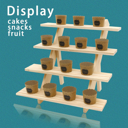 Auroal 4-Tier Wood Earring Display Stand, Jewelry Towers for Market Display, Farmers Market Display & Vendor Events, Natural Wood Earring & Jewelry Display for Vendors (4 Tier Wood.)