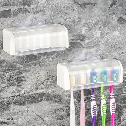 2 Pack 5 Slots Wall Mount Toothbrush Holder