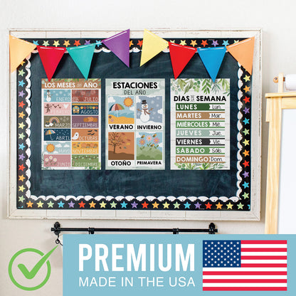 Hadley Designs Spanish Posters for Classroom - 12 Bilingual Educational Posters for Spanish Classroom Decorations Must Haves, Calendario y Alfabeto en Español Para la Pared, Farmhouse Teacher Supplies