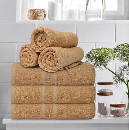 Basic Medium Bath Towels 24x48 Inches – Pack of 6 – Beige Color – Soft and