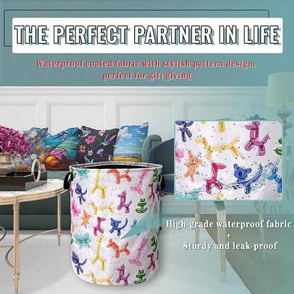 Colorful Dogs Pattern Laundry Basket Foldable