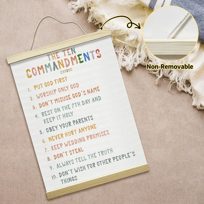 mermermu Ten Commandments Poster Hanger Frame, Christian Inspirational Posters Canvas Wall Art for Office Classroom Kids' Bedroom Decor, 12x16 Inches -023