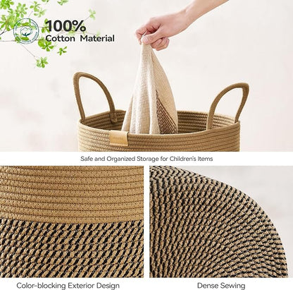 80L Laundry Hamper Basket, Baby Nursery Woven Storage Basket