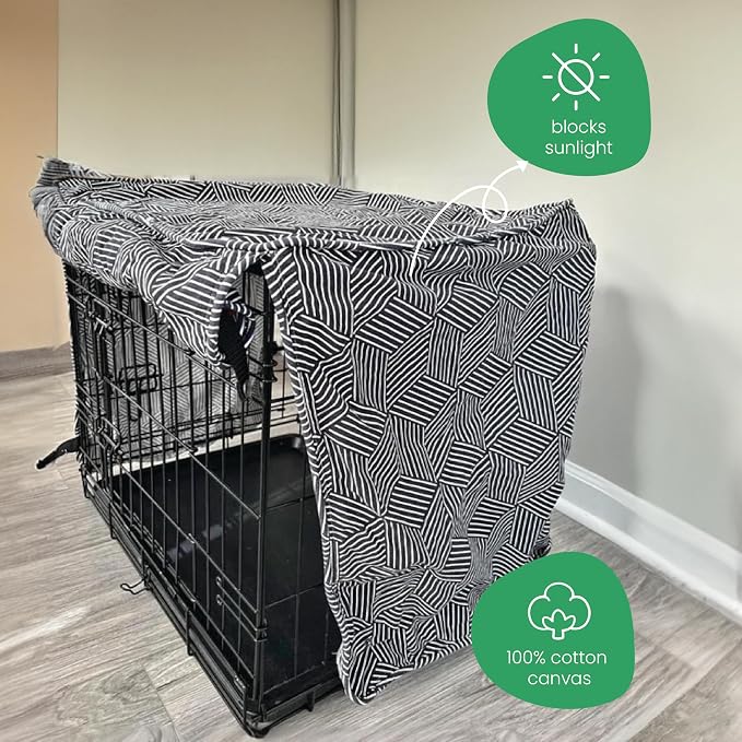 Molly Mutt Rough Gem Dog Crate Cover, 100% Cotton Canvas Cover with 2 Roll-Up Panels, Ideal for Dog or Cat Crate, Durable, Washable, and Free of Harmful Chemicals, 30" x 19" x 21"
