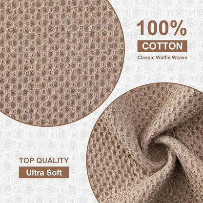 Kitinjoy 100% Cotton Kitchen Dish Cloths, 8 Pack Waffle Weave Ultra Soft