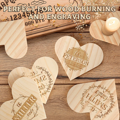 24 Pieces Unfinished Wood Coasters, GOH DODD 4.5 Inch Wooden Slices Blanks Bulk Set with Foot Pads for DIY Crafts Laser Engraving Wood Burning Staining Painting Decoupage Valentine's Day, Heart