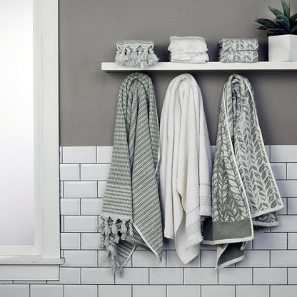 SKL Home Distressed Leaves 100% Turkish Cotton Premium 2-Piece Hand Towel Set