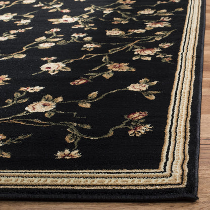 SAFAVIEH Lyndhurst Collection Area Rug - 8' x 11', Black, Traditional Floral Design, Non-Shedding & Easy Care, Ideal for High Traffic Areas in Living Room, Bedroom (LNH220A)