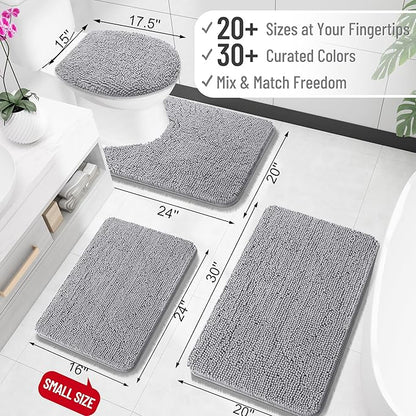 OLANLY Large Bathroom Rugs 70x46, Extra Soft Absorbent Chenille Bath Rugs, Rubber Backing Quick Dry, Machine Washable Bath Mats for Bathroom Floor, Tub and Shower, Home Decor Accessories, Grey