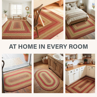 Cider Barn Cranberry Red Small Braided Rug, Jute, 27"x45" Rectangle - Perfect Country Rustic Decor for Entryway, Bathroom, Everywhere