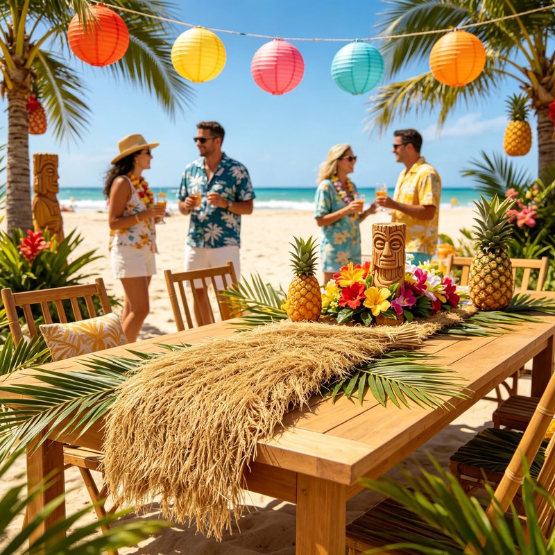 XLX TURF Fake Thatch Hay Table Runner 144 Inches Tiki Bar Western Cowboy Hawaiian Party Decorations - Realistic Artificial Straw Grass for Farm Wild One Birthday Table Centerpieces, DIY Crafts