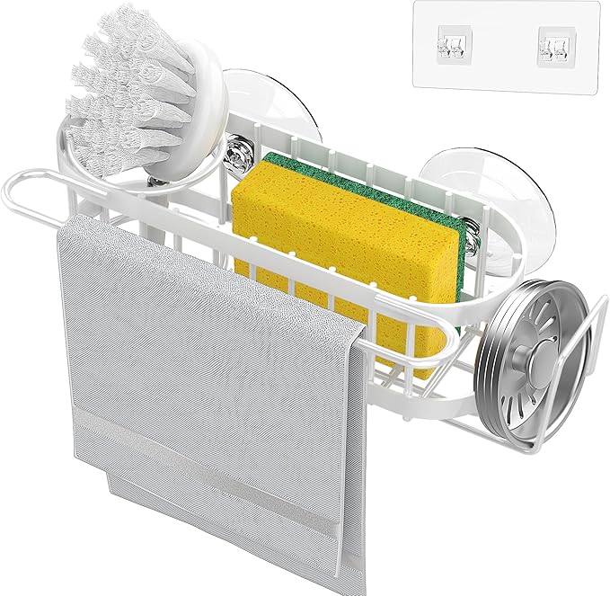 Cisily Kitchen Sink Caddy Sponge Holder in The Sink, Stainless Steel Kitchen