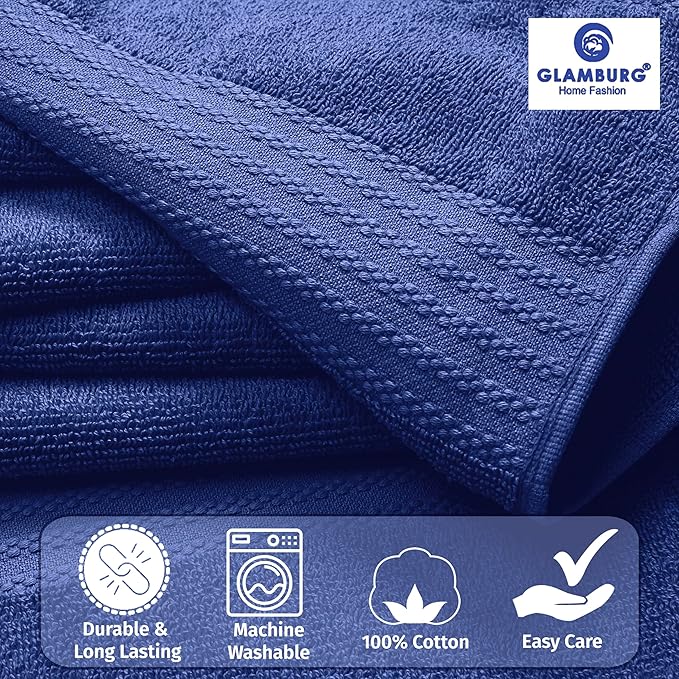 GLAMBURG Premium Cotton Oversized 2 Pack Bath Sheet 35x70-100% Pure Cotton