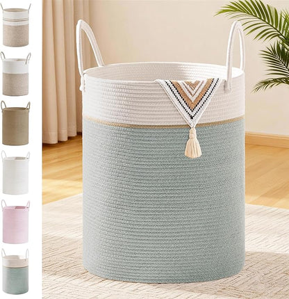 Tall Laundry Basket with Handles, 88L Portable Dirty Clothes Hamper, Boho