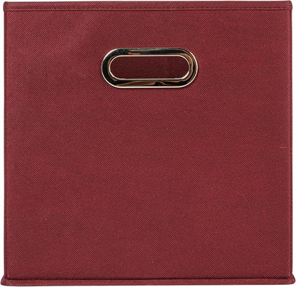 Household Essentials Foldable Fabric Storage Cubes 36-Pack – 11x11x11 Stackable Non-Woven Bins with Chipboard Sides & Grommet Handles – Closet, Shelf, Nursery, or Office Organizer – Burgundy