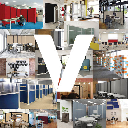 Versare Workstation Partition | Portable Wall Divider | Modern Office Cubicle | Free Standing Privacy Screen | Flexible Work Space | 66" x 70" W/Window, Charcoal Gray Fabric Panels