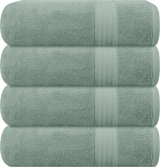 GLAMBURG Premium Cotton 4 Pack Bath Towel Set