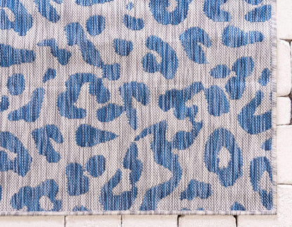 Unique Loom Outdoor Safari Collection Area Rug - Leopard (5' 1" x 8' Rectangle, Blue/ Gray)