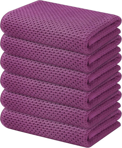Kitinjoy 100% Cotton Waffle Weave Kitchen Hand Towels