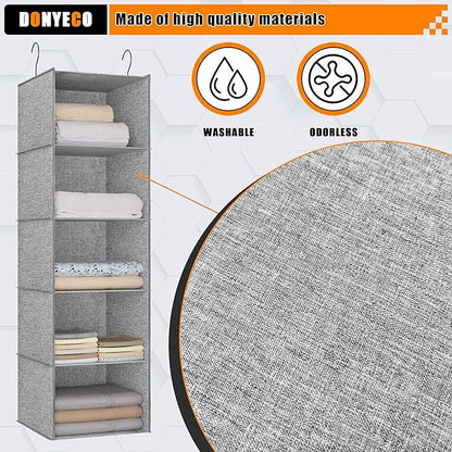 5-Shelf Hanging Storage Closet Organizer, Linen Rv Storage and Organization