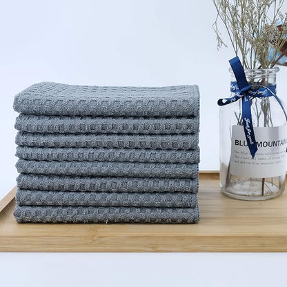 POLYTE Ultra Premium Microfiber Kitchen Dish Cloth Waffle Weave, 8 Pack