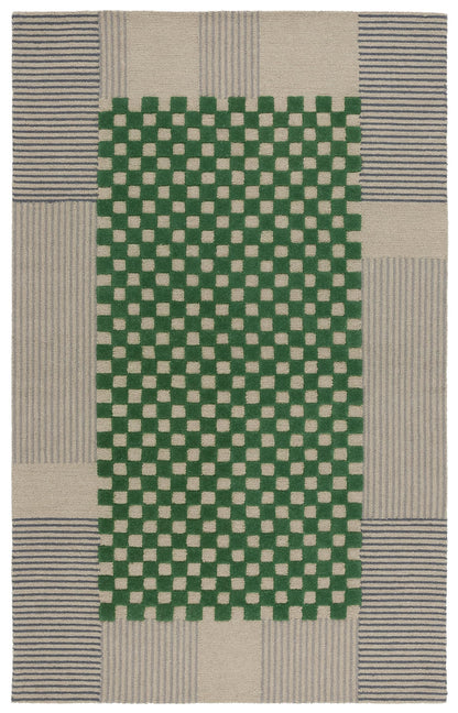 SAFAVIEH Genre Collection Area Rug - 4' x 6', Grey & Green, Handmade Wool, Ideal for Living Room, Bedroom, Dining (GRE207F-4)