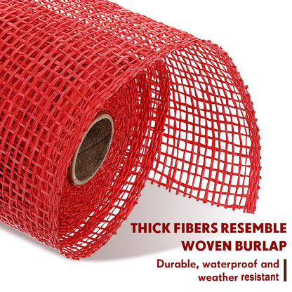 Chuangdi 3 Rolls Poly Burlap Deco Mesh 10 Inch Black White Red Deco Poly Decorative Mesh Ribbon Wrapping Ribbon Rolls for Home Door Wreath Decoration DIY Crafts Making