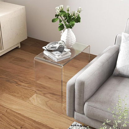 HOMCOM 21" Long Rectangle All Acrylic 12mm Thick Waterfall Coffee Table, Clear
