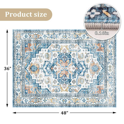 chakme Office Chair Mat for Hardwood Floor, 48"x36" Easy Glide Computer Desk Mat Protector for Rolling Chair Under Desk Rug Nonslip Backing, Machine Wash, (Boho)