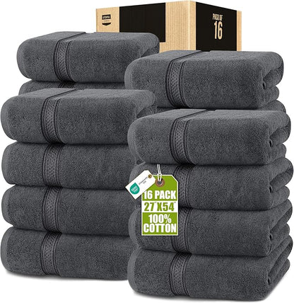 Utopia Towels 16 Pack Premium Bath Towels Set, 27 by 54 Inches, 100% Ring Spun