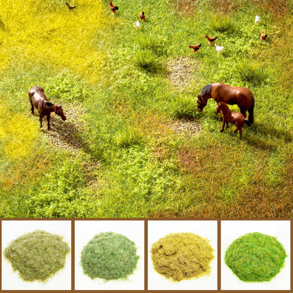 Warmtree 4 Pcs Mixed Static Grass Terrain Powder 3mm Diorama Grass Model Grass Diorama Supplies Terrain Model Kit Sand Table Simulation Landscape War Game Miniatures Fairy Garden