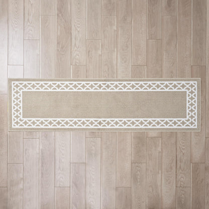 Nautica – Runner Rug | Indoor Runners for Hallways and Entry Rugs| Non-Slip and Non-Skid Entry and Kitchen Door Mat| Machine Washable Entryway Carpet Rugs | 2'2" x 8'| Trellis Beige