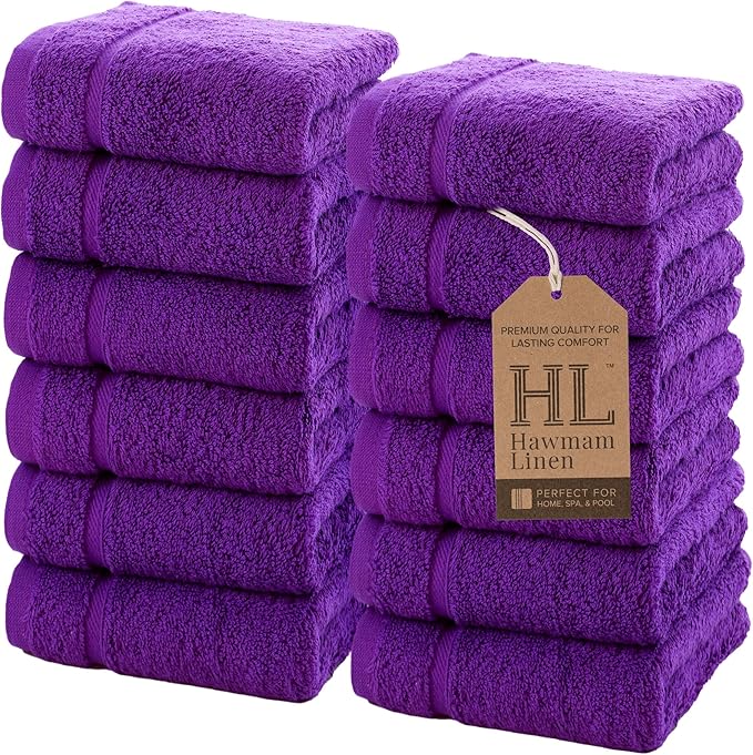 Hawmam Linen Luxury Cotton Washcloths 13x13 Inch