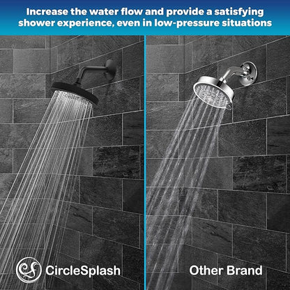 High Pressure Shower Head - Anti-Clogging Silicone Nozzles 2.5 GPM Removable Restrictor - Easy to Clean and Install - Includes Plumbers Tape - 6 inch - (Oil Rubbed Bronze 2.5GPM)