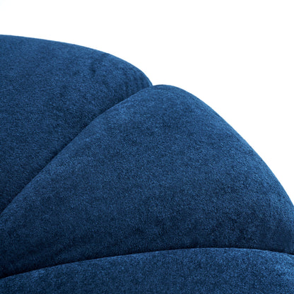 Christopher Knight Home Lavir Velvet Ottoman Coffee Table, Wooden Round Cocktail Ottoman, Living Room Sofa Footstool, Round Ottoman Footrest, Navy Blue