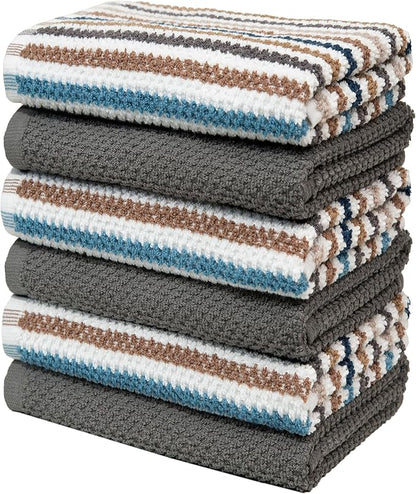 Premium Kitchen Towels | Large Cotton Kitchen Hand Towels | Popcorn Striped
