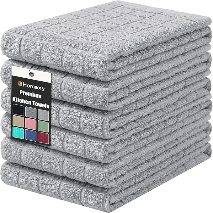 Homaxy Premium Cotton Kitchen Towels 16"x 28", Large Natural Ring Spun 390 GSM