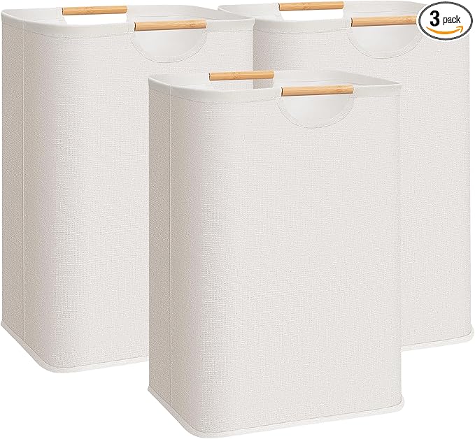 STORAGE MANIAC 3-Pack Large Laundry Hamper, 80L Collapsible Laundry Basket