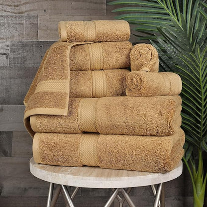 SUPERIOR Egyptian Cotton Pile 8 Piece Towel Set, Includes 2 Bath, 2 Hand