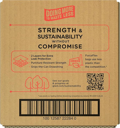 Glad Trash & Food Storage ForceFlex Protection Series Tall Trash Bags, 13 Gal