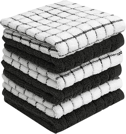 Bumble Premium Cotton Dish Cloths 12" x 12"| Black Design | 405 GSM | Highly