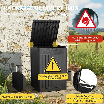 PatioZen Package Delivery Box 55 Gallon with Lockable Secure,Outdoor Package Drop Container Waterproof for Porch Patio and Curbside(Black)