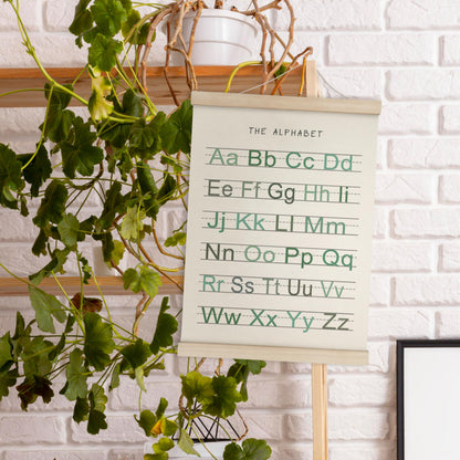 HRQKO Alphabet Numbers Poster Hanger Frame Set of 2, Nursery Wall Decor, Boho ABC Poster Wall Art with Wooden Frames, Sage Green Alphabet Banner Wall Hanging Decor for Toddler Playroom, 12x16 Inch