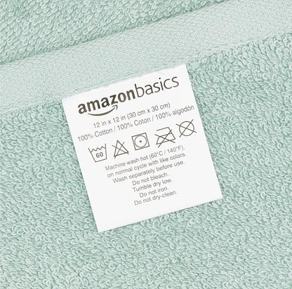 Amazon Basics Washcloth for Bathroom, 100% Cotton Extra Absorbent, Fast Drying
