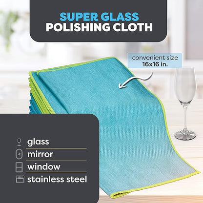 SCRUBIT Microfiber Cloths for Glass – Lint Free Window Cleaning Cloth for